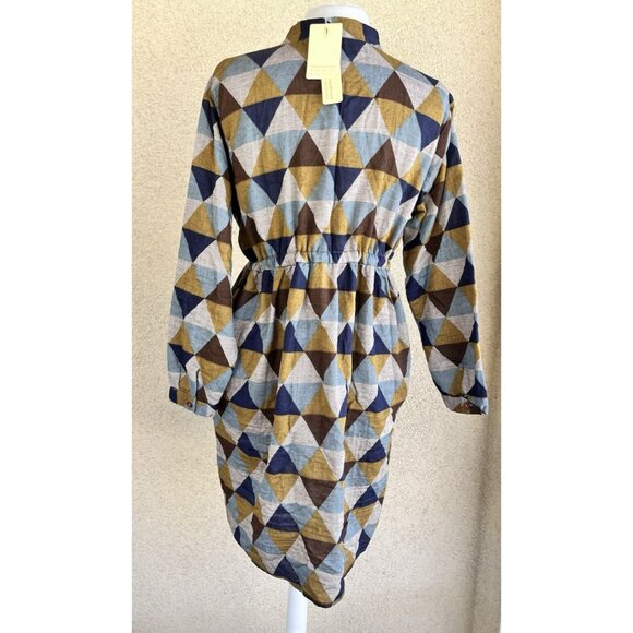 Ashir Aley Geometric Artsy Dress Size XL Mini Long Sleeves Pockets Casual Work - Picture 14 of 14